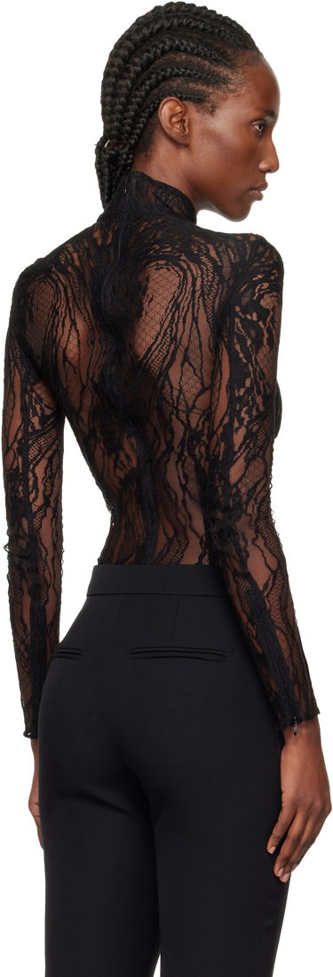 Body Balmain Balmain Long-Sleeved Lace Bodysuit Čierna | FF1BG515CG07, 2