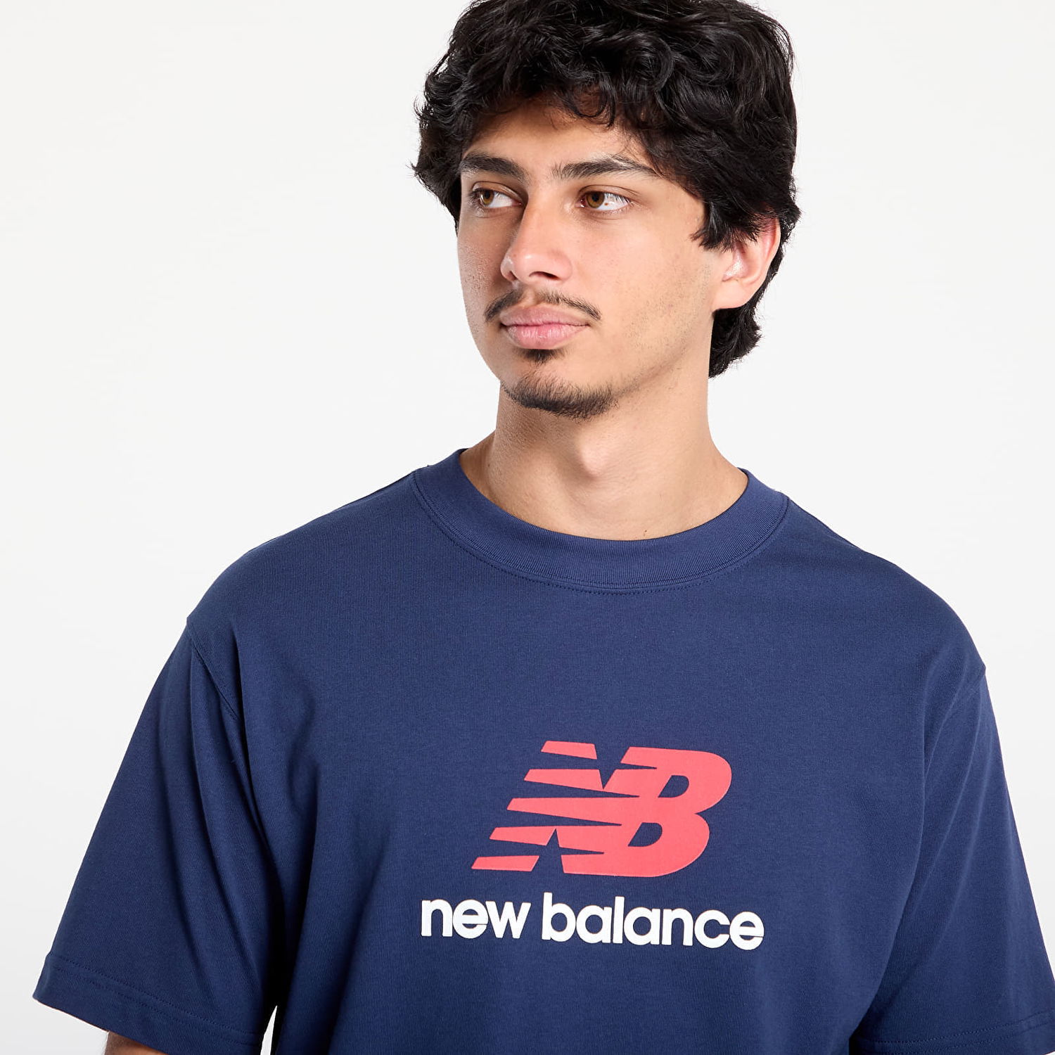 Tričko New Balance Men's Essentials Stacked Logo T-Shirt Navy | NBMT51500NNY, 1