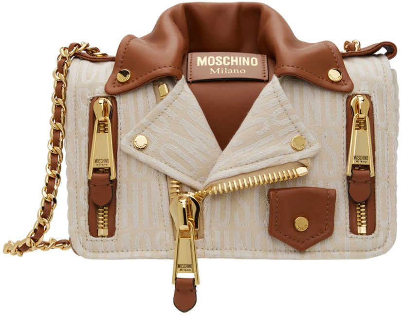 Kabelka Moschino Logo Moto Bag Béžová | 7440 8275 A2006