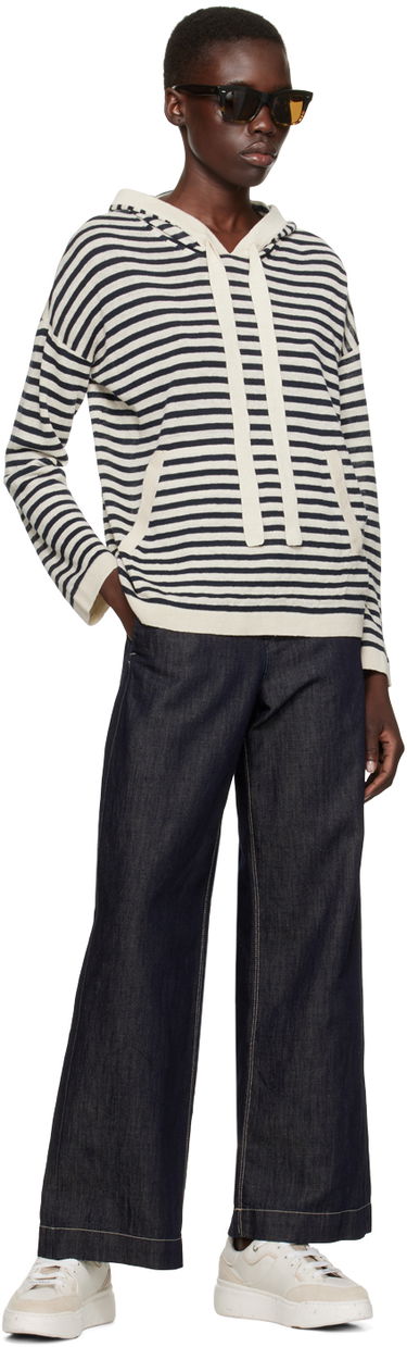 Mikina Max Mara Max Mara Limosa Striped Knit Hoodie Biela | 2419361023600, 3