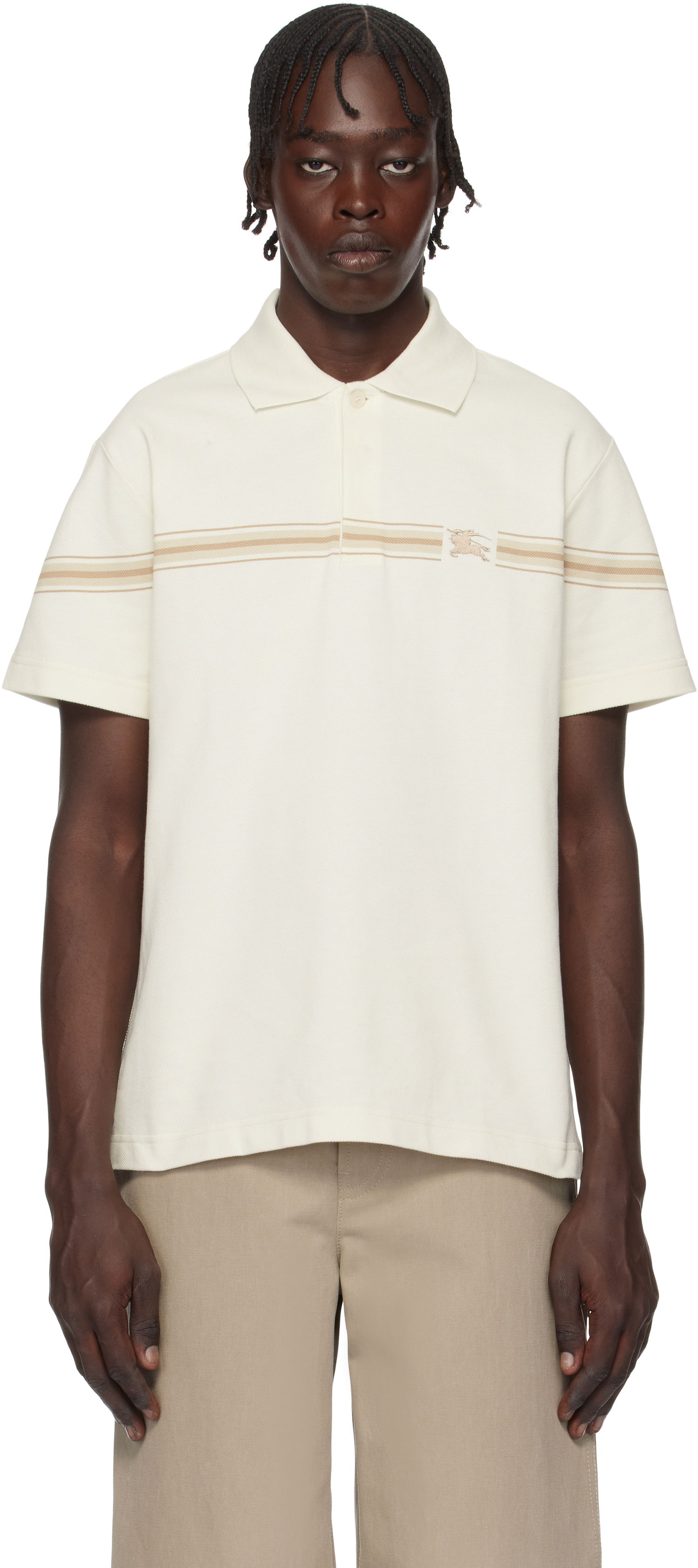 Polo tričko Burberry Striped Cotton Polo Biela | 8104054, 0