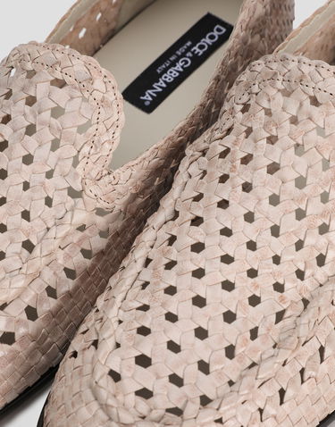 Doplnky Dolce & Gabbana Dolce & Gabbana Polished Goatskin Woven Loafers Béžová | A50481A6M7180004, 3