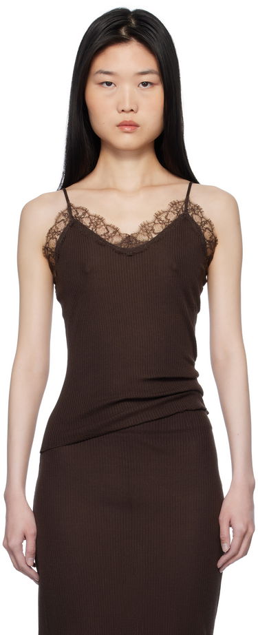 Šaty The Row The Row Ikee Lace-Trim Ribbed Knit Camisole Dress Hnedá | 8426-Y136, 0