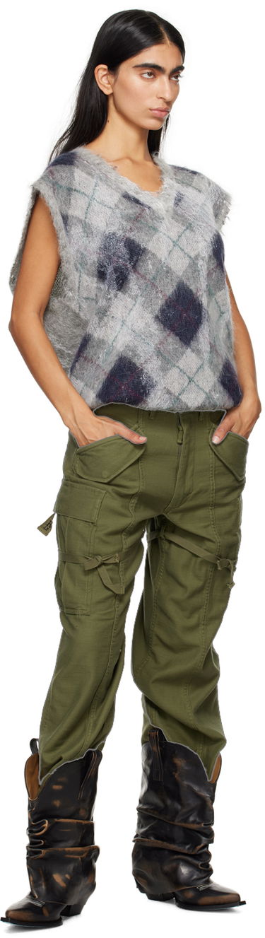 Cargo nohavice R13 R13 Cropped Cargo Trousers Zelené | R13WR320-D091A, 3