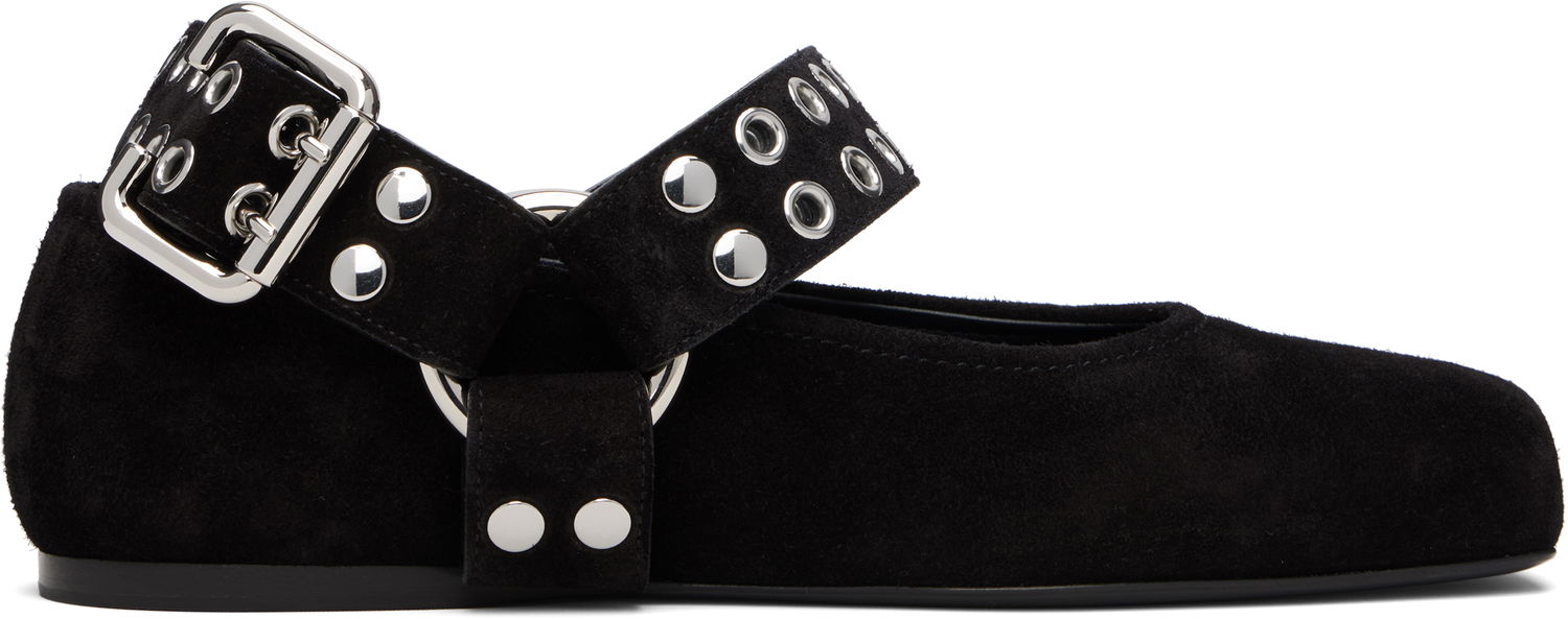 Starostlivosť o obuv Alaïa ALAÏA Biker Suede Ballerina Flats Čierna | AA3A041CK177, 0