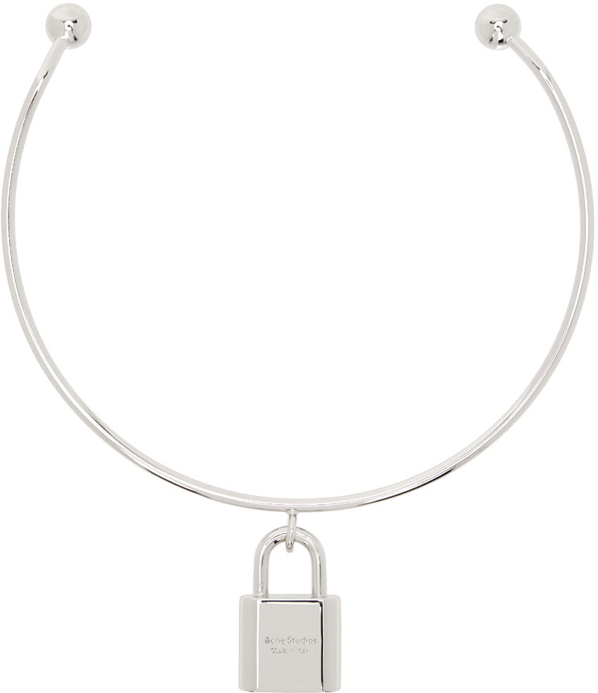 Náhrdelník Acne Studios Silver Padlock Choker Šedá | C50439-, 0