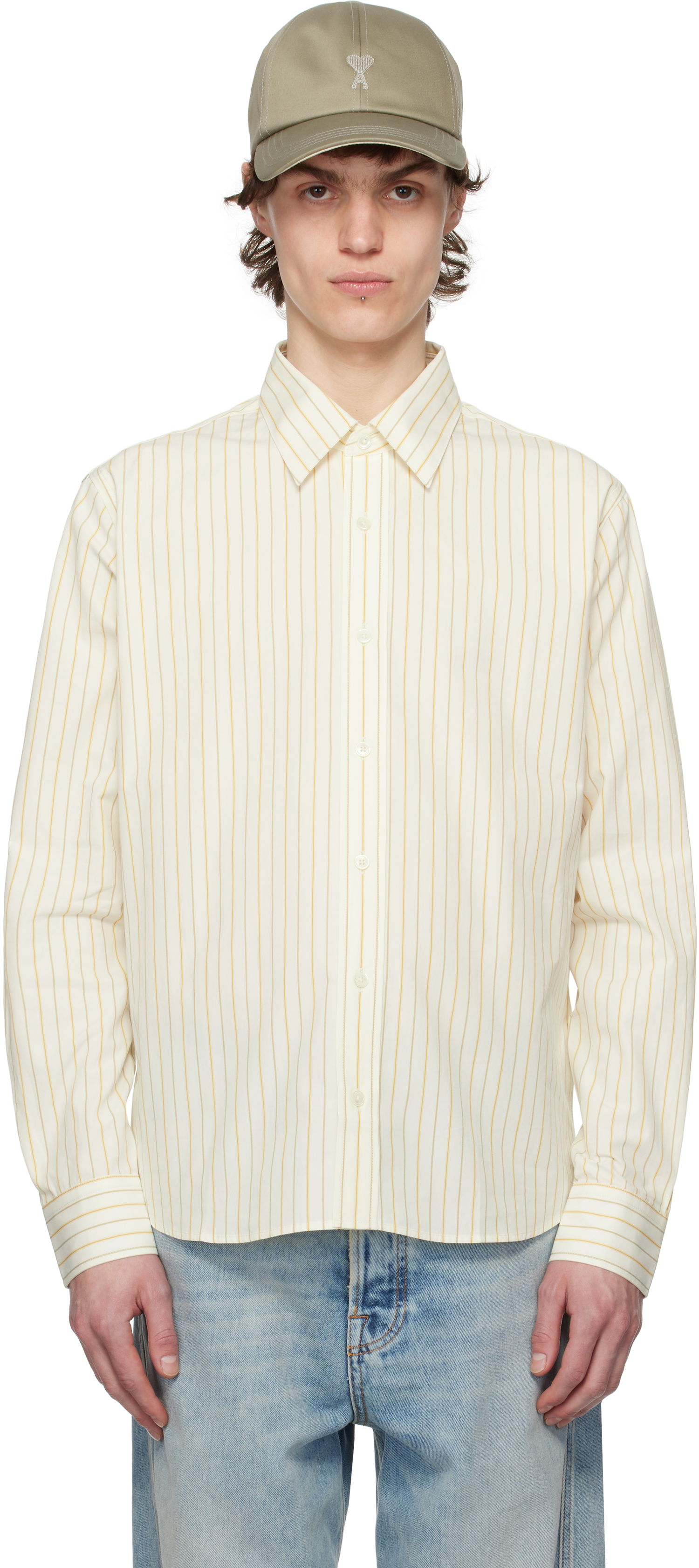 Košeľa AMI AMI Paris Classic Striped Shirt Žltá | HSH051.CO0109, 0