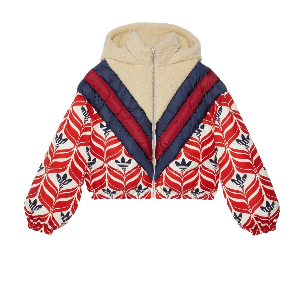 Prešívaná bunda Gucci adidas x Hooded Puffer Jacket Black/White/Red Červená | 714852 ZALFN 1043, 0