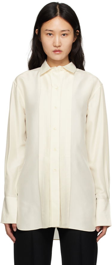 Košeľa TOTEME TOTEME Women's Pleated Silk Shirt Biela | 233-5059-231, 0