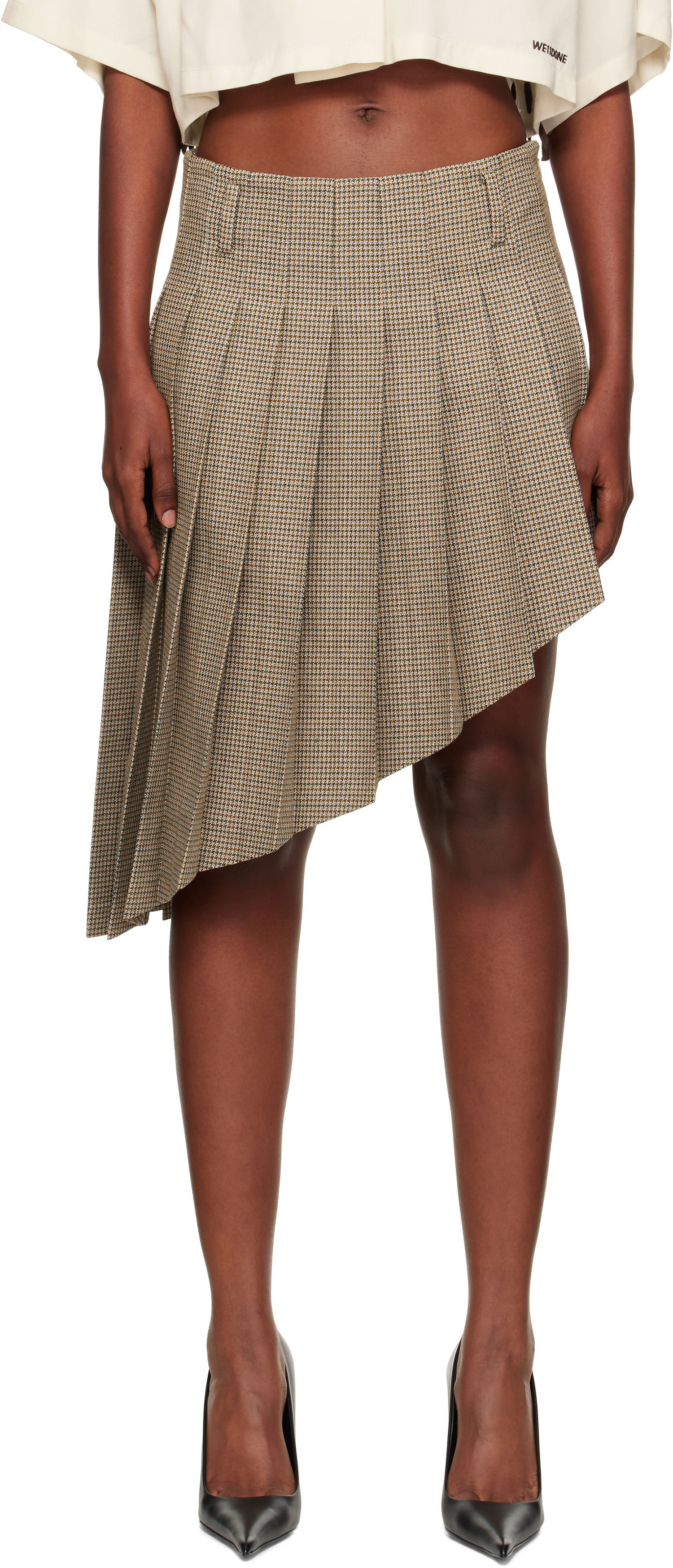 Sukňa We11done We11done Asymmetric Checked Midi Skirt Hnedá | WD-SK2-25-276-W-BG, 0