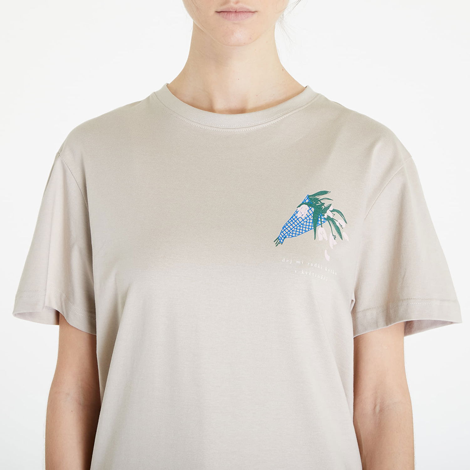 Tričko Queens Dej Mi Radši Kytku V Květináči T-Shirt Béžová | QNS_036, 1