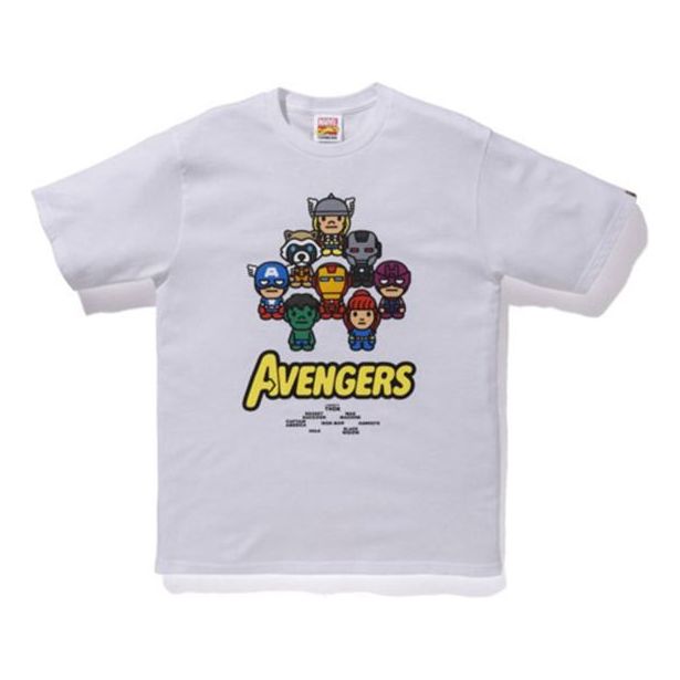Tričko BAPE Bathing Ape x Marvel Milo Avengers T-Shirt Biela | 2F23-110-903