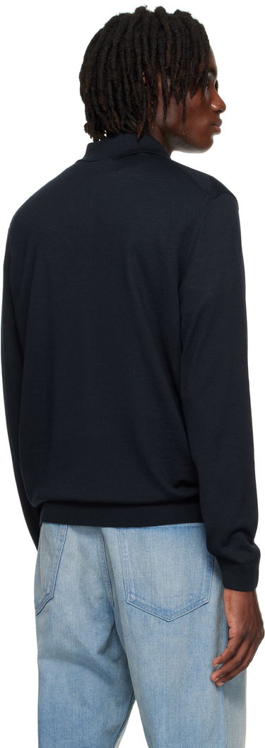 Polo tričko BOSS Long-Sleeved Virgin Wool Polo Sweater Čierna | 50476355, 3