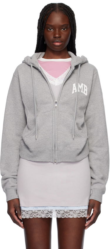 Mikina Ambush AMBUSH 'AMB' Graphic Zip-Up Cropped Hoodie Šedá | 12115407, 0