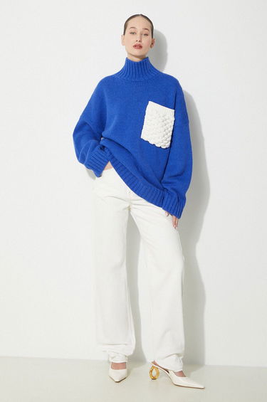 Sveter JW Anderson JW Anderson Textured Patch Pocket Turtleneck Sweater Modrá | KW1150.YN0144.823, 1