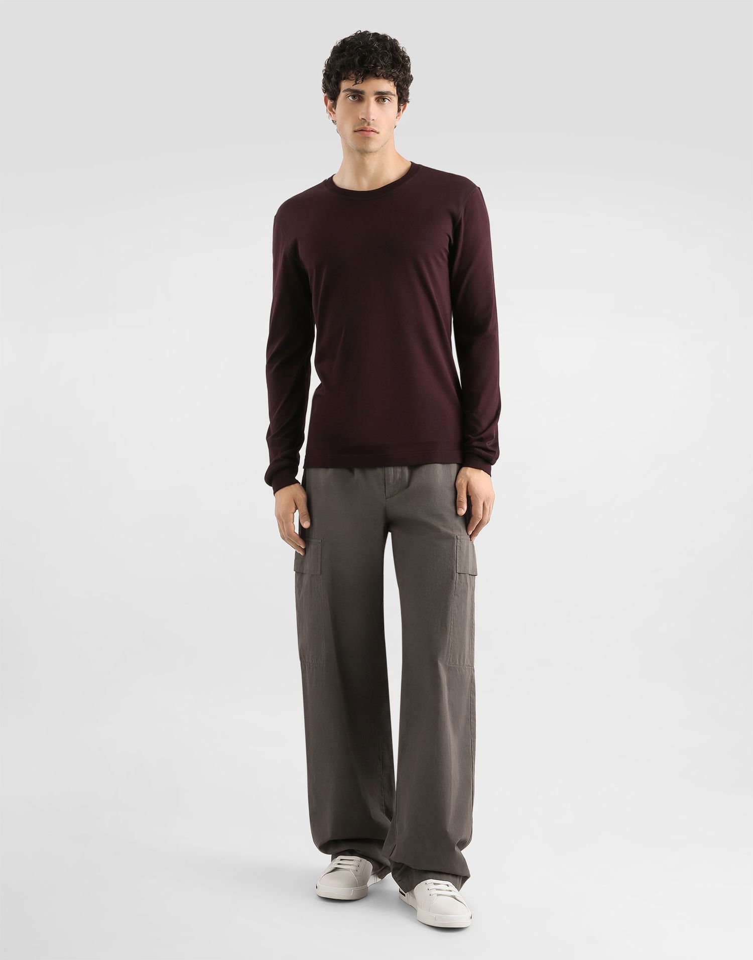 Tričko Dolce & Gabbana Dolce & Gabbana Men's Cotton Long Sleeve T-Shirt Vínová | G8SX5TFU7EQM2762, 1