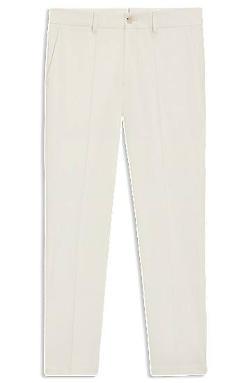 Nohavice BOSS Slim-Fit Stretch Double-Faced Trousers Biela | 50545623