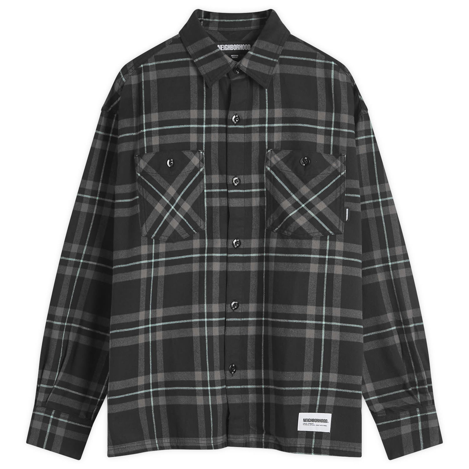 Košeľa Neighborhood Tartan Check Shirt Long Sleeve Čierna | 242BENH-SHM01-BLK, 0