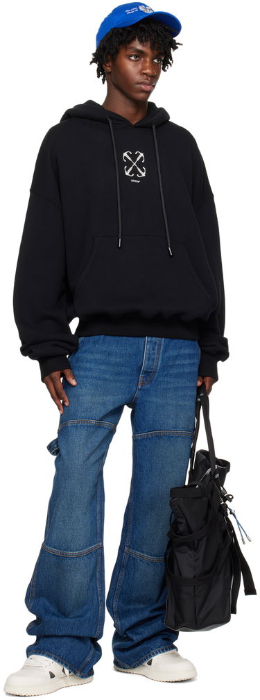 Mikina Off-White Black Embroidered Logo Hoodie Čierna | OMBB118F23FLE0101001, 3