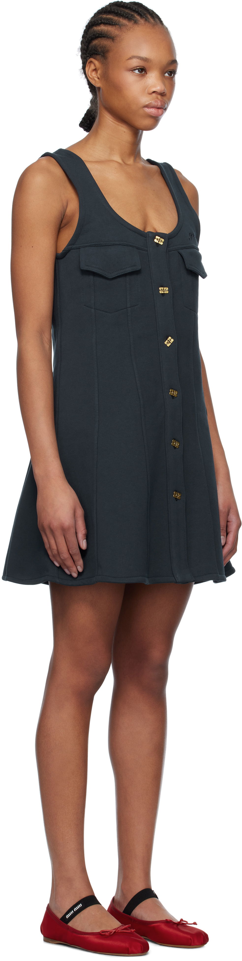 Šaty GANNI Ganni Fleece Mini Dress Čierna | T4096, 1