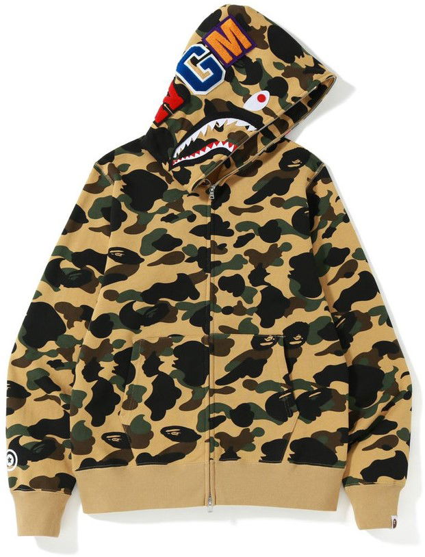 Mikina BAPE 1st Camo Shark Full Zip Hoodie Žltá | 001ZPJ801009M-YEL