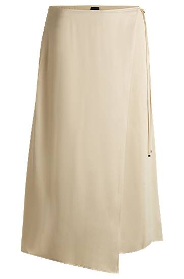 Sukňa BOSS Satin Wrap-Front Midi Skirt Béžová | 50538116, 0