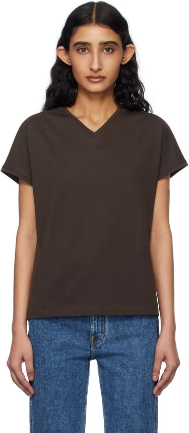 Tričko Khaite Khaite Devra V-Neck T-Shirt Hnedá | 2377166, 0