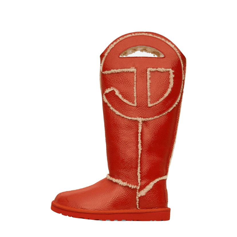 Tenisky a topánky UGG Telfar Logo Tall Crinkle Leather Boots Spicy Pumpkin Červená | 1155871 SYP