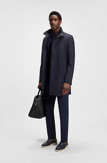 Kabáty BOSS Washable Coat with Concealed Closure Navy | 50546964, 1