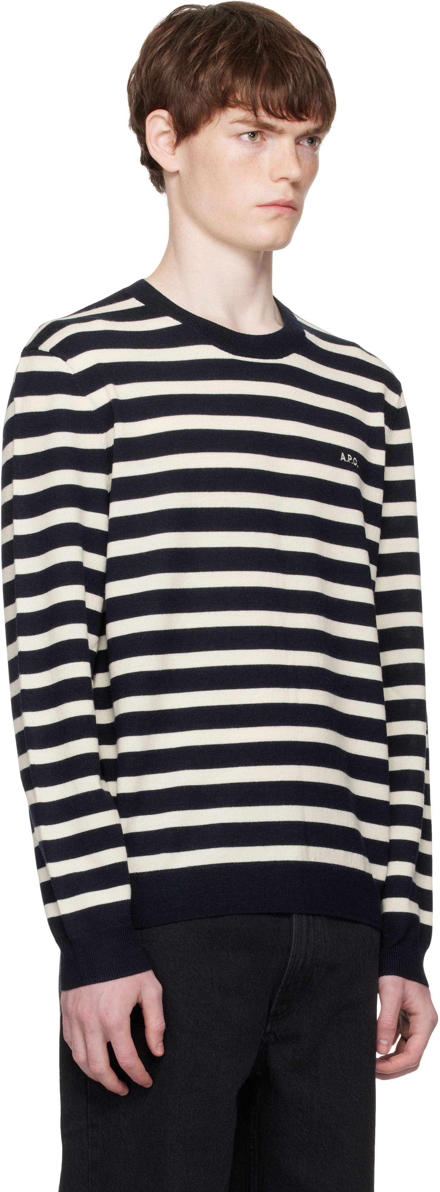 Sveter A.P.C. A.P.C. Matthias Striped Sweater Navy | WVBEC-H23431, 1