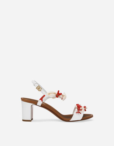 Tenisky a topánky Dolce & Gabbana Nappa Leather Sandals With Coral Embroidery Biela | CR1746AW1168V135, 0