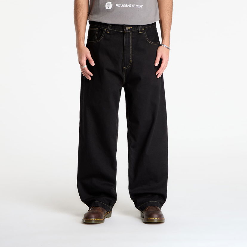 Džínsy Carhartt WIP Wide Leg Rinsed Brandon Pant Čierna | I035893.8902