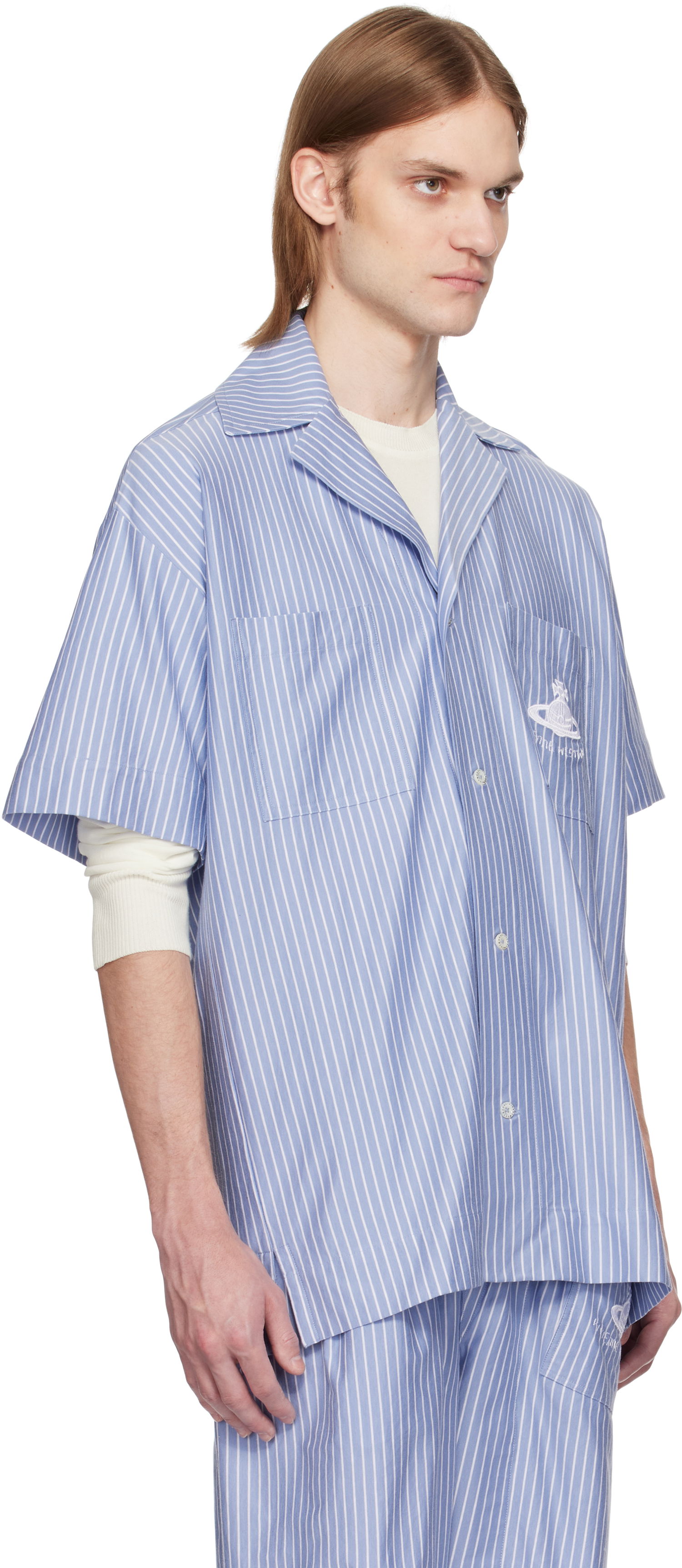 Košeľa Vivienne Westwood Vivienne Westwood Striped Camp Shirt Modrá | 2401003H-J009D-, 1
