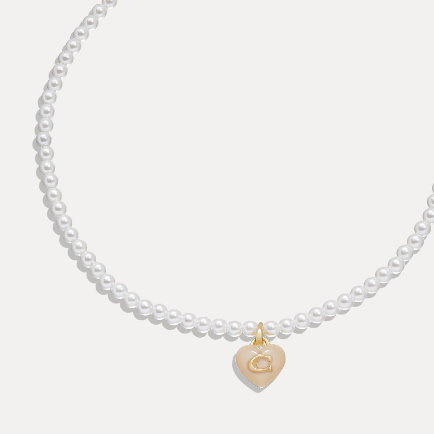 Náhrdelník Coach Heart Faux Pearl Choker Necklace Biela | 37422713GLD681, 1