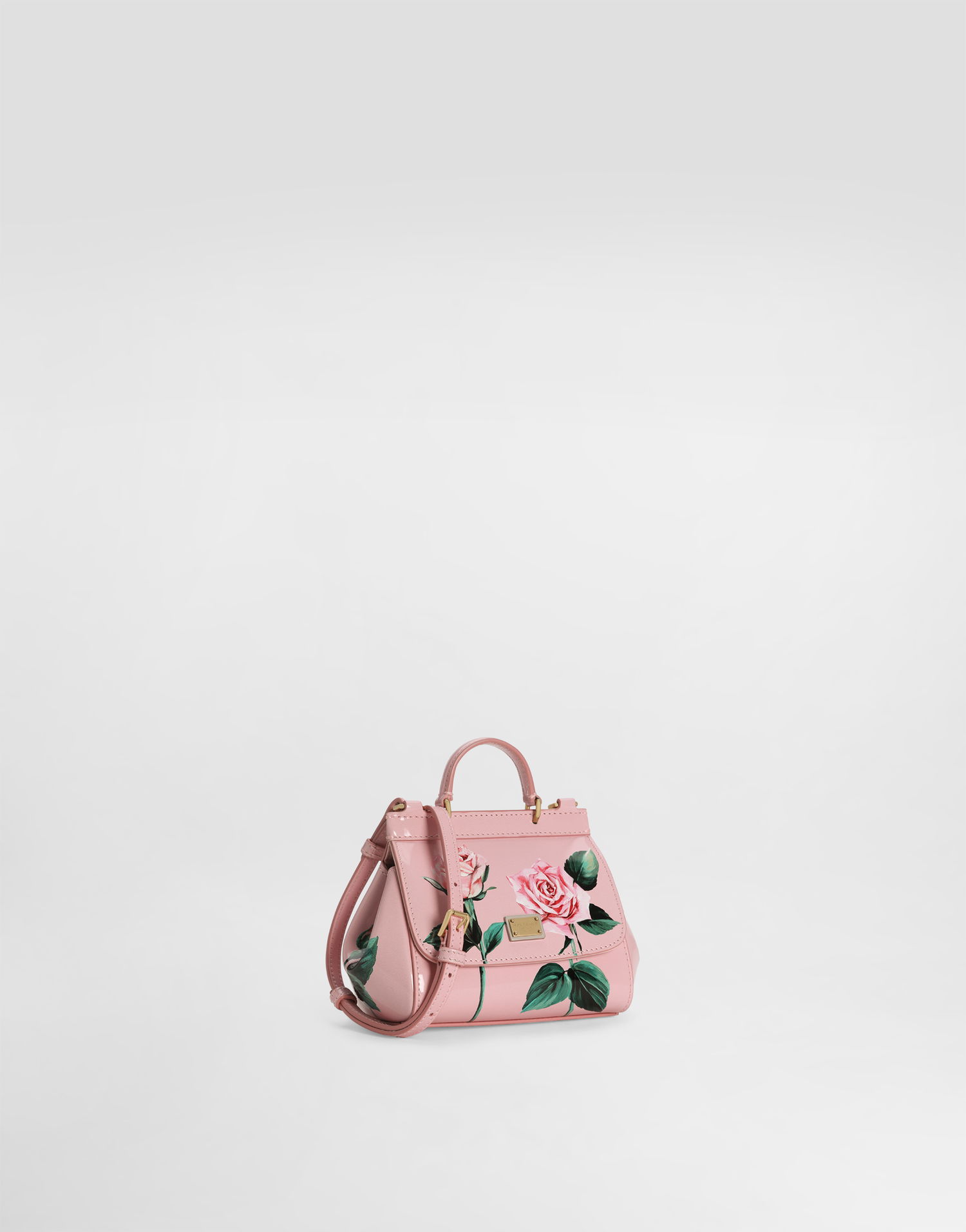 Kabelka Dolce & Gabbana Dolce & Gabbana Sicily Polished Calfskin Crossbody Bag with Rose Print Ružová | EB0003AF982HF5IZ, 1