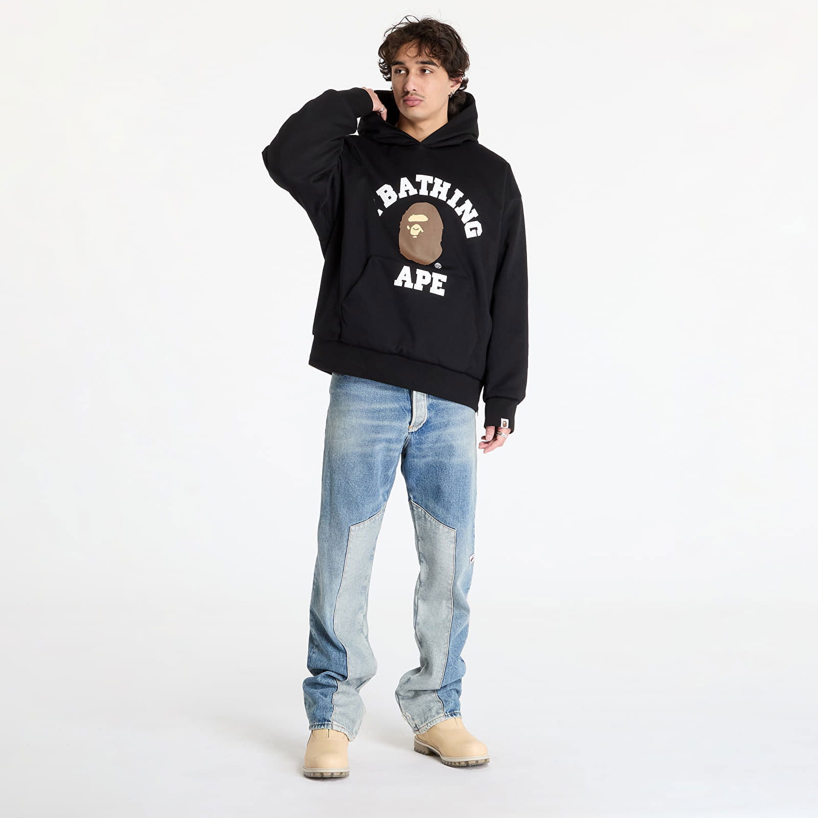 College Puffy Relaxed Fit Pullover Hoodie