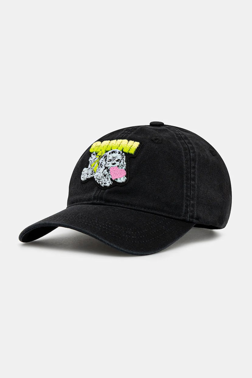 Šiltovka GANNI Washed Cotton Canvas Puppy Baseball Cap Čierna | A6941