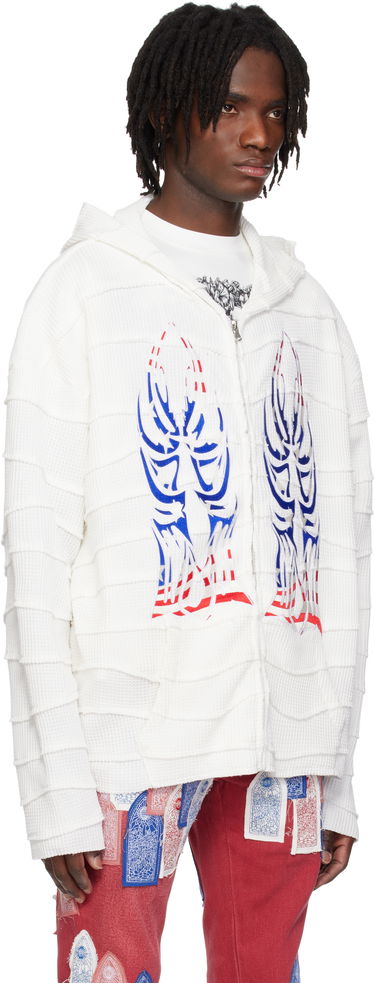 Mikina Who Decides War Who Decides War Winged Glory Wavelength Zip-Up Hoodie Biela | 1110260001SS25, 1