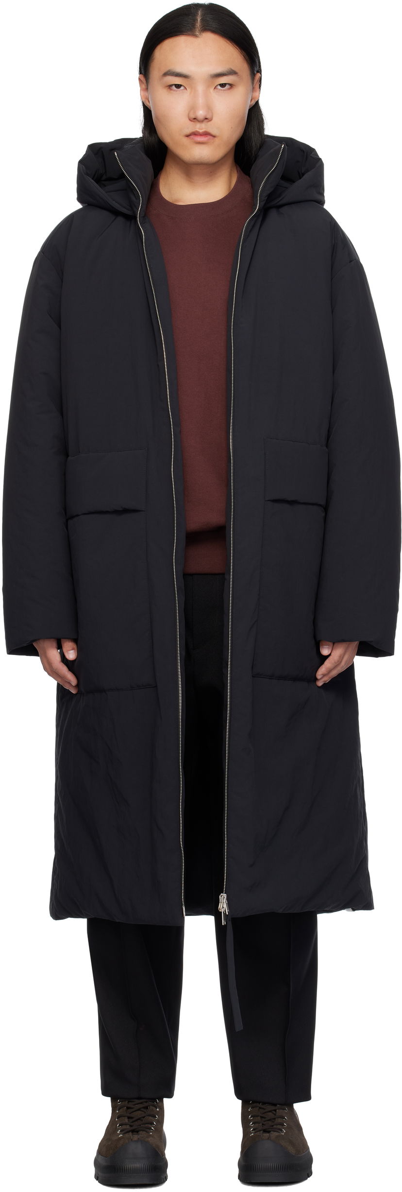 Prešívaná bunda Jil Sander Hooded Down Coat Čierna | J47AF0144_J70008