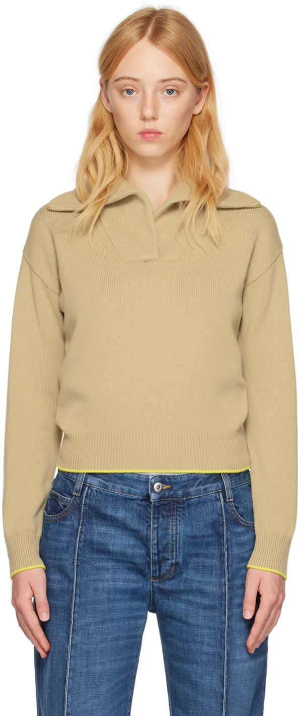 Sveter Bottega Veneta Spread Collar Sweater Béžová | 725895 V07J0, 0