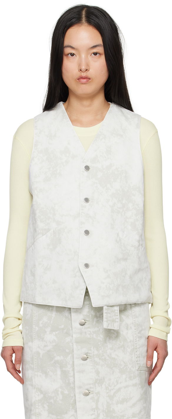 Vesta LEMAIRE Lemaire Acid-Washed Denim Vest Biela | OW1071 LD1012, 0