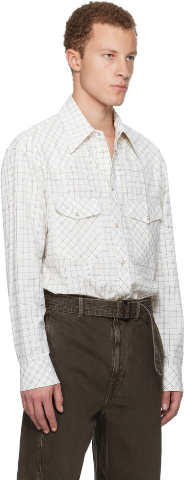 Košeľa LEMAIRE Checked Western Snap-Button Shirt Biela | SH1209 LF1503, 1