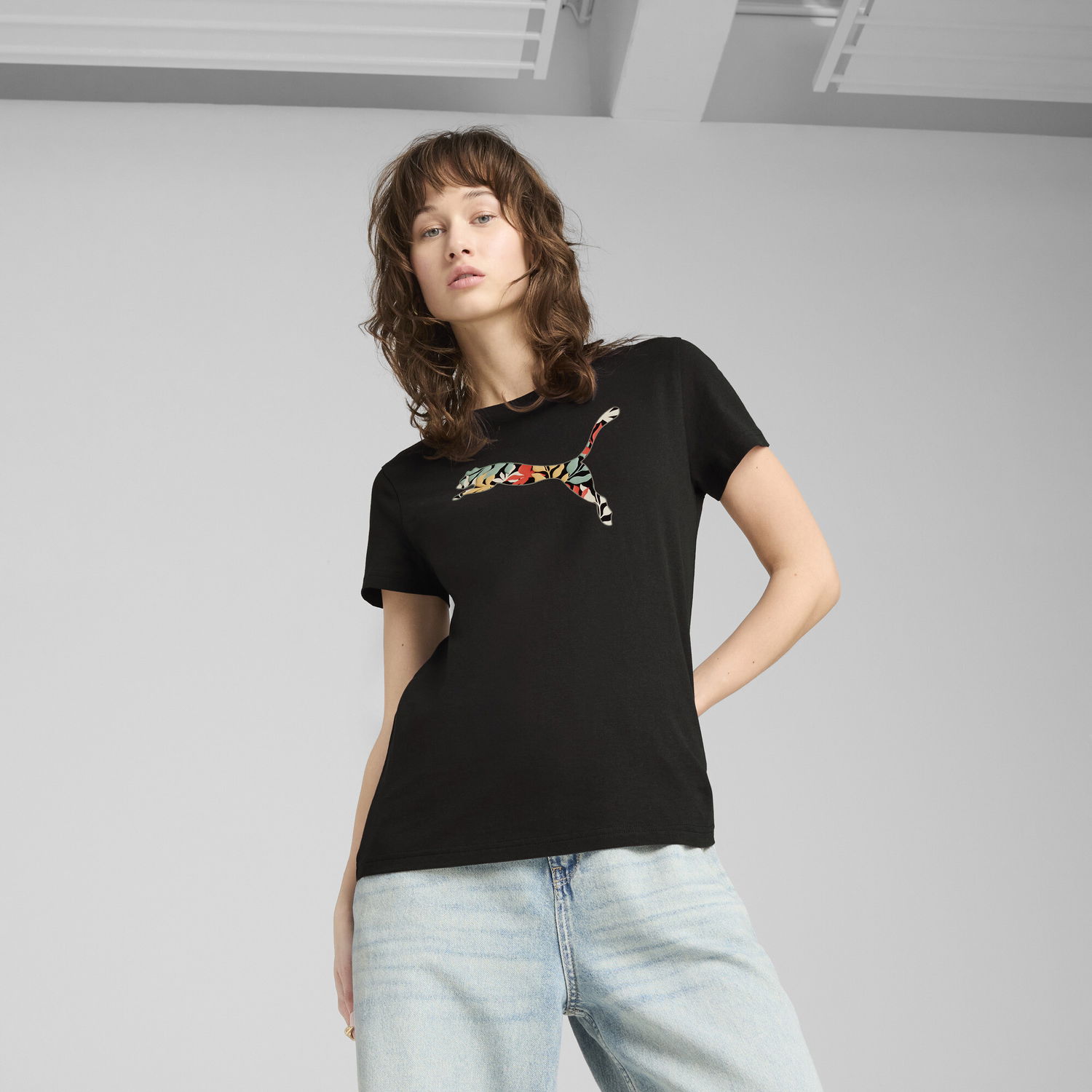 Tričko Puma GRAPHICS Floral Cat Logo T-Shirt Čierna | 685081_01, 0