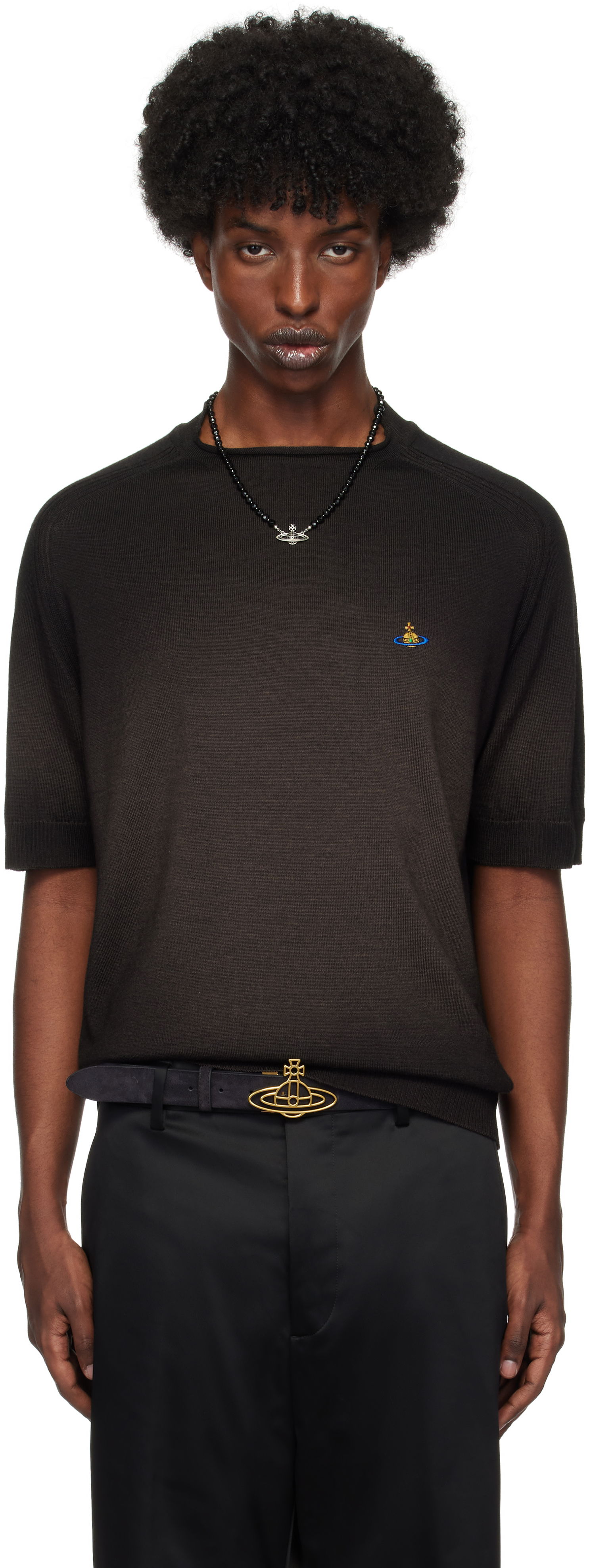 Tričko Vivienne Westwood T-shirt Embroidered Logo Hnedá | 2701001S-Y002V-, 0