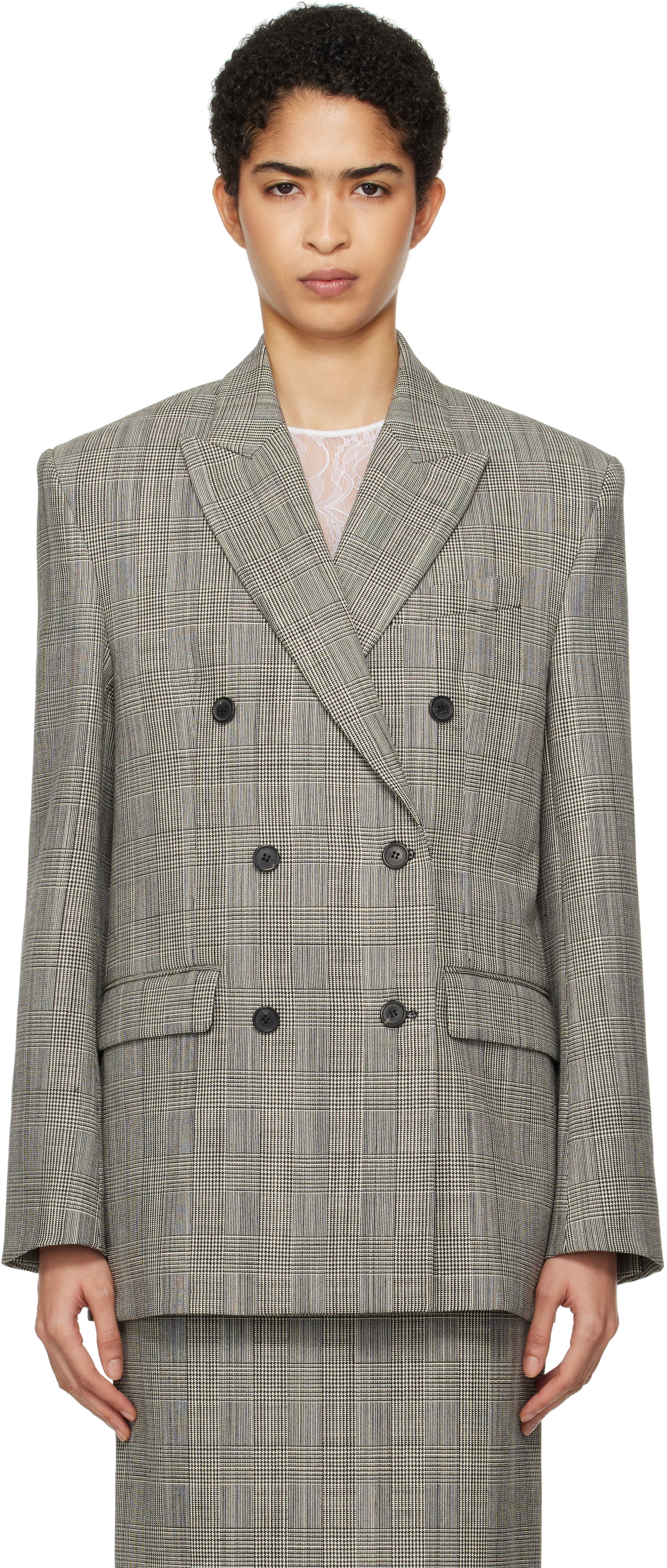 Bunda WARDROBE.NYC Double Breasted Blazer Šedá | W4007F24PW, 0