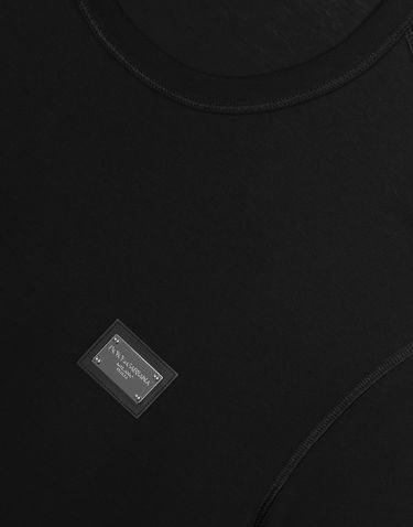 Tričko Dolce & Gabbana Long-sleeved T-shirt With Logo Tag Čierna | G8PV0TG7F2IN0000, 3