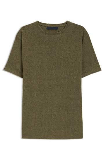 Tričko BOSS BECKHAM x BOSS Linen T-Shirt Zelené | 50552243