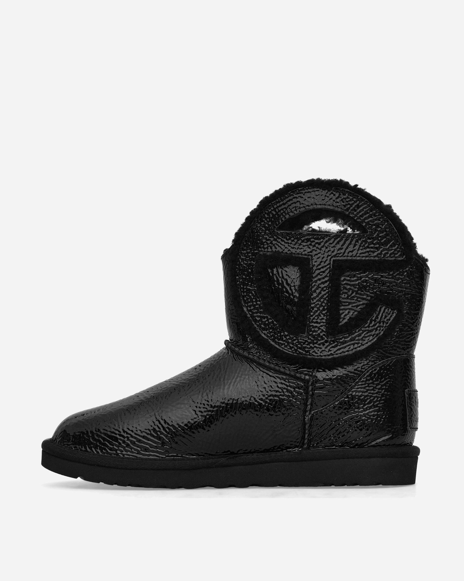 Telfar Logo Mini Crinkle Leather Boots Black