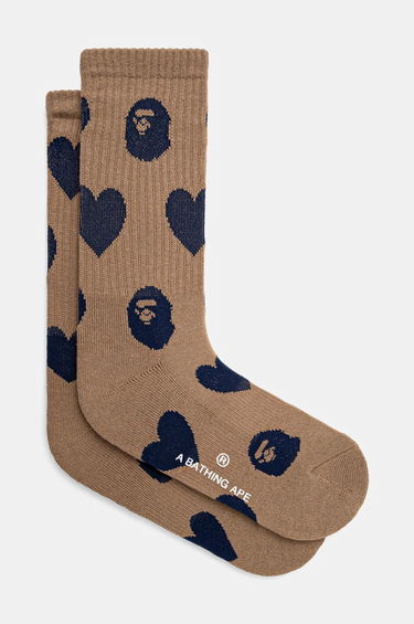 Ponožky BAPE Monogram Heart Socks Hnedá | 1K80284001, 0