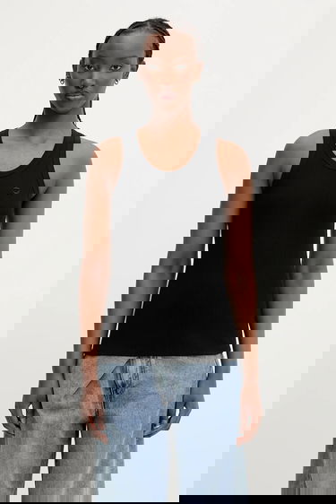Tielko Coperni Coperni Rib Logo Tank Top Čierna | COPJS12F5033, 0